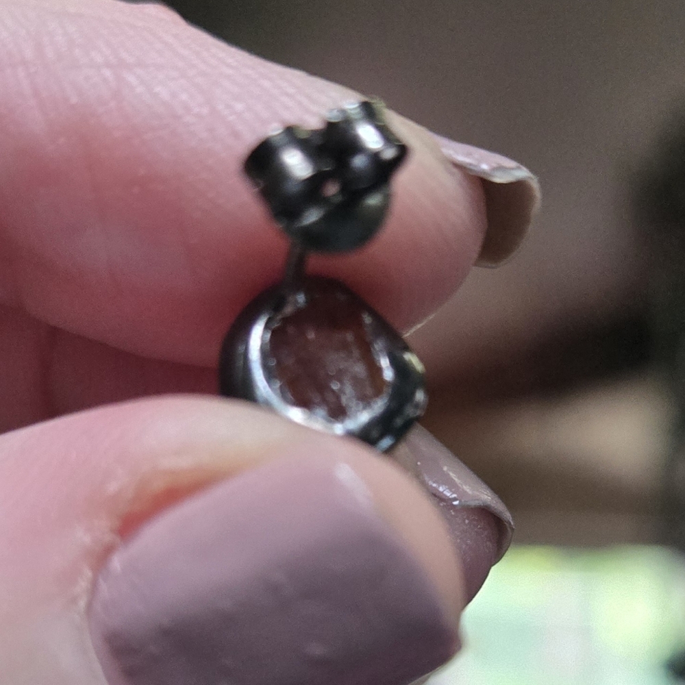 Tangarine Tourmaline Natural Sterling Rhodium & Gold Stud Earrings 2k Each - Picture 10 of 10